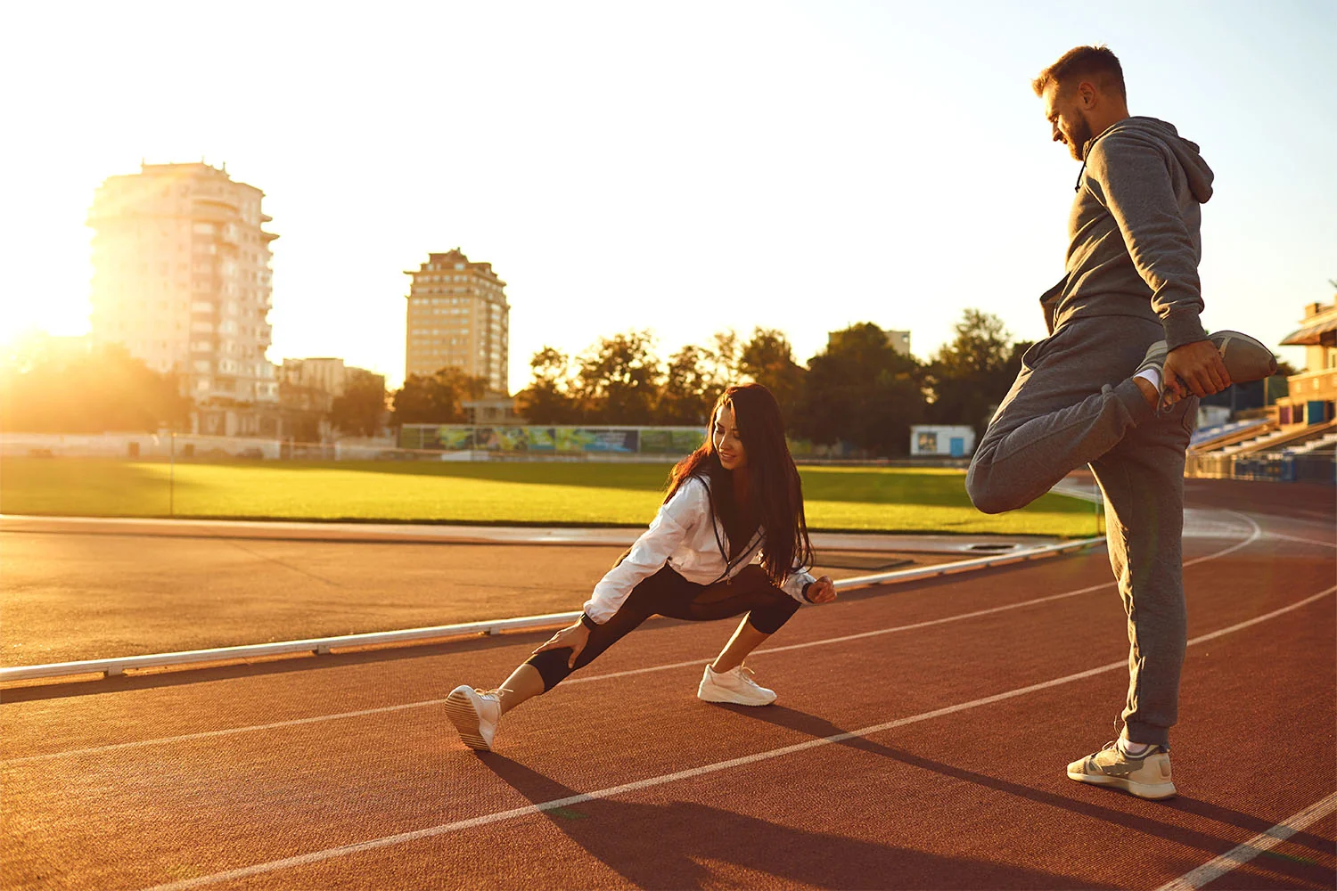 Person practicing athletic movement and stretching