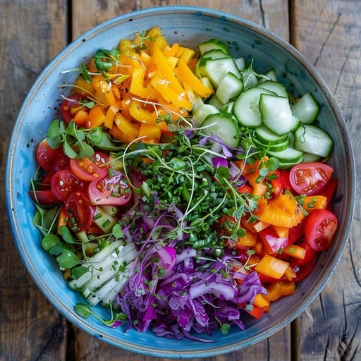 Fresh wholesome fruits and vegetables on table