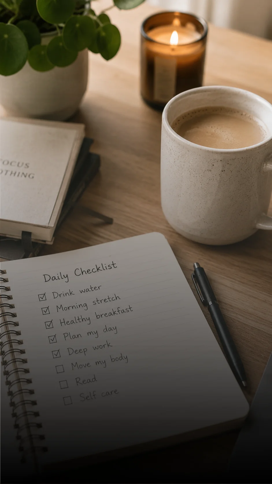 Morning coffee and healthy planning journal