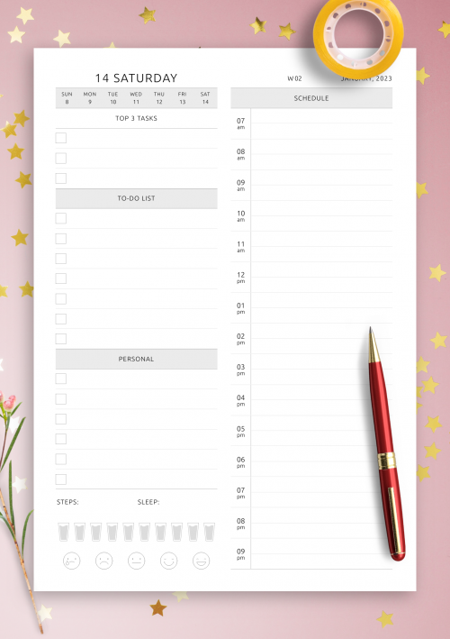 Person planning daily schedule in daylight